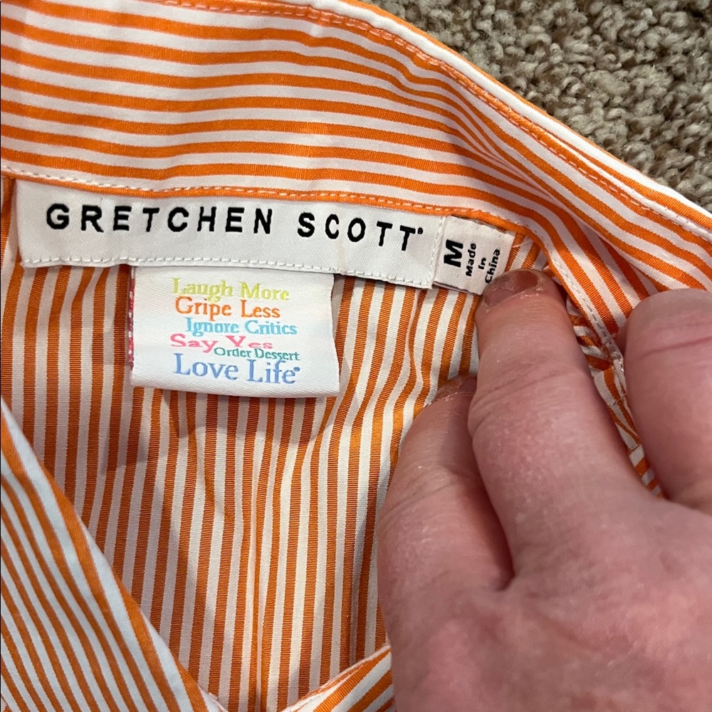 Gretchen Scott Designs Orange Striped Button Down Shirt - Picture 2 of 2